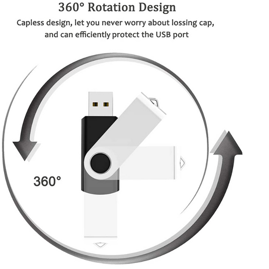 2 Pack 32GB or 64GB USB Flash Drive USB 2.0 Thumb Drives Jump Drive Fold Storage Memory Stick Swivel Design