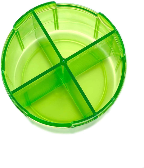 Pill Organizer Dispenser with 4 Compartments, Holder for Medication, Vitamins & Supplements Round Bottle Daily Pill Case Reminder Box