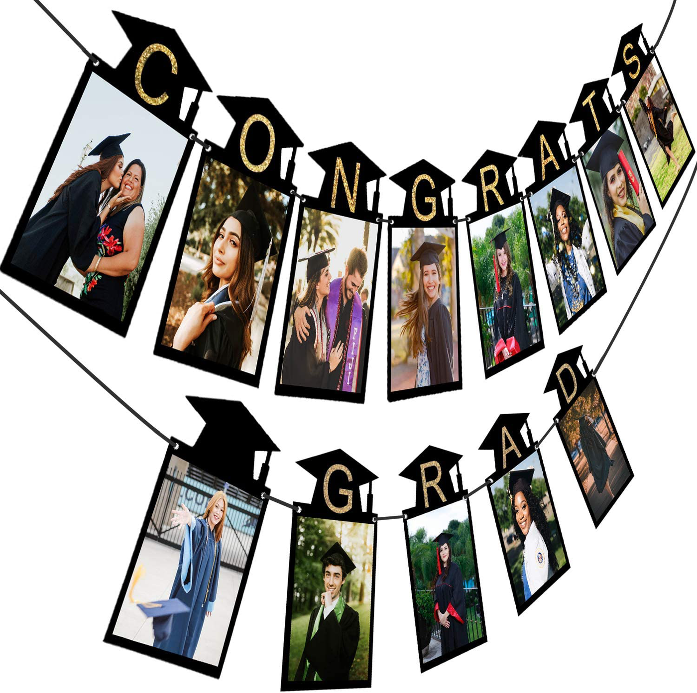 JoneTing Black Congrats Grad Photo Banner of 2021 Grad Party Decorations for College Perfect for Congratulations Graduate Photo Banner Party Supplies(Photo Banner)