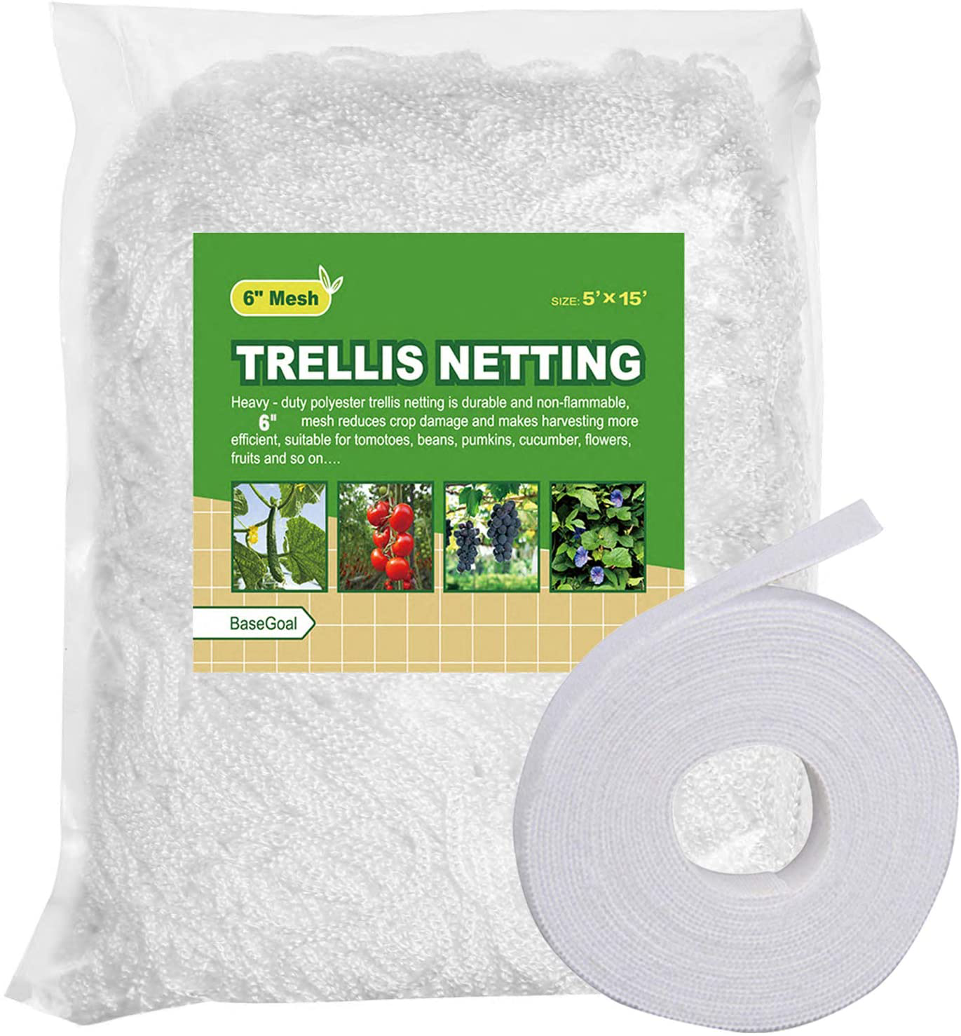 BaseGoal All-Weather Trellis Netting Mesh Plant Garden Vine Growing Flexible String Net