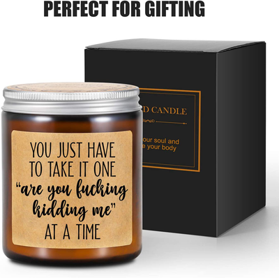 LEADO Lavender Scented Candles - Funny Gifts for Women, Men - Gifts for Her, Him - Best Friend, Friendship Gifts - Christmas, Relaxing, Birthday Gifts for Women, Men, Mom, Sister, Coworker - Fun Gifts