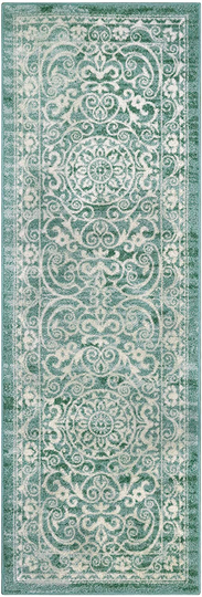 Maples Rugs Pelham Vintage Runner Rug Non Slip Washable Hallway Entry Carpet [Made in USA], 2 x 6, Light Spa