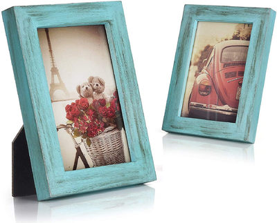 Emfogo 4x6 Picture Frame Photo Display for Tabletop Display Wall Mount Solid Wood High Definition Glass Photo Frame Pack of 2 Carbonized Black