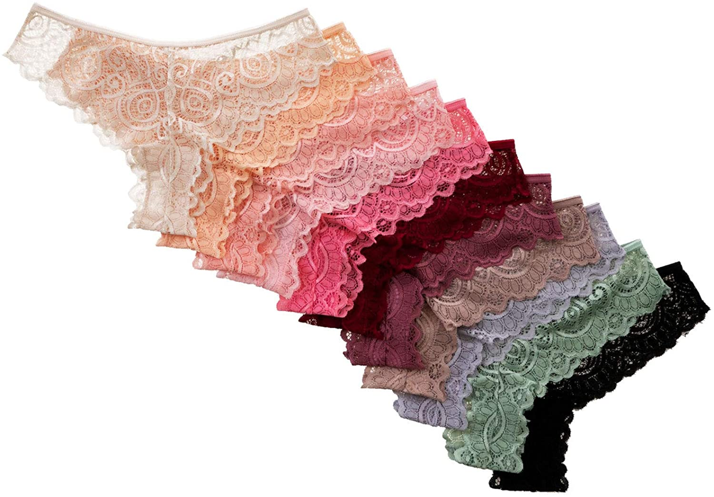 12 Pack Women's Lace Thongs - Assorted Colors