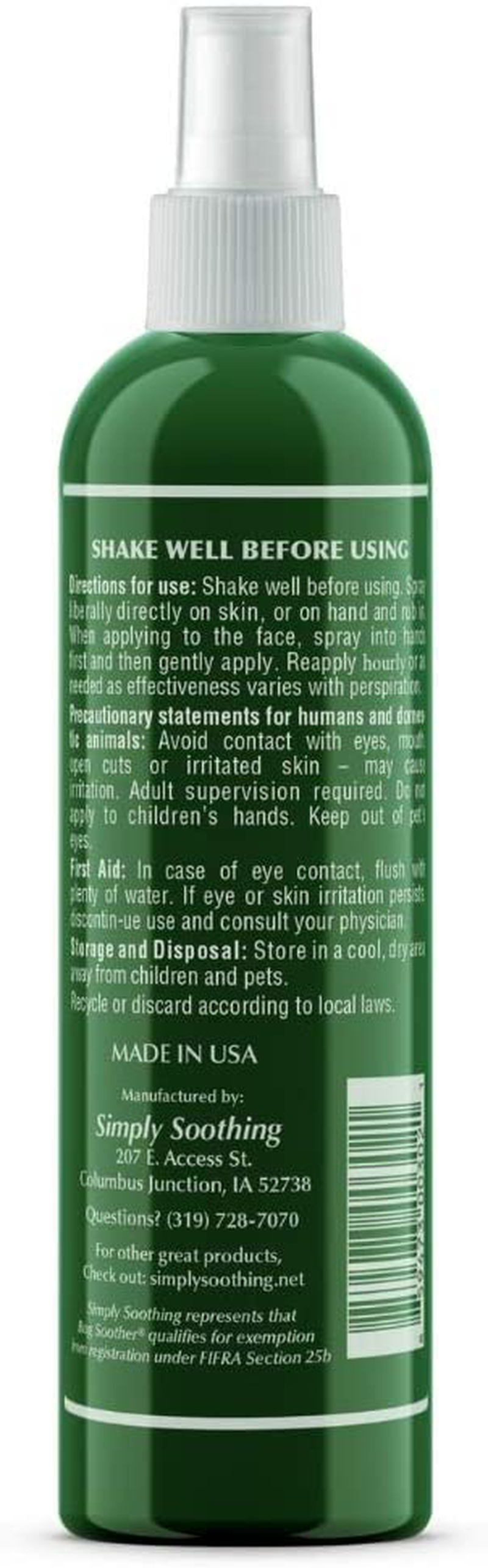 Bug Soother Spray (2, 8 oz) - Natural Insect, Gnat and Mosquito Repellent & Deterrent - DEET Free - Safe Bug Spray for Adults, Kids, Pets, & Environment - Made in USA - Includes 1 oz. Travel Size