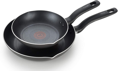 T-fal Initiatives Nonstick Fry Pan Cookware Set, 8 & 10.5 inch, Black