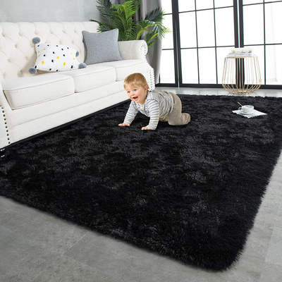 TWINNIS Super Soft Shaggy Rugs Fluffy Carpets 4x5.9 Feet, Indoor Modern Plush Area Rugs for Living Room Bedroom Kids Room Nursery Home Decor, Upgrade Anti-Skid Durable Fuzzy Rug, Grey Purple