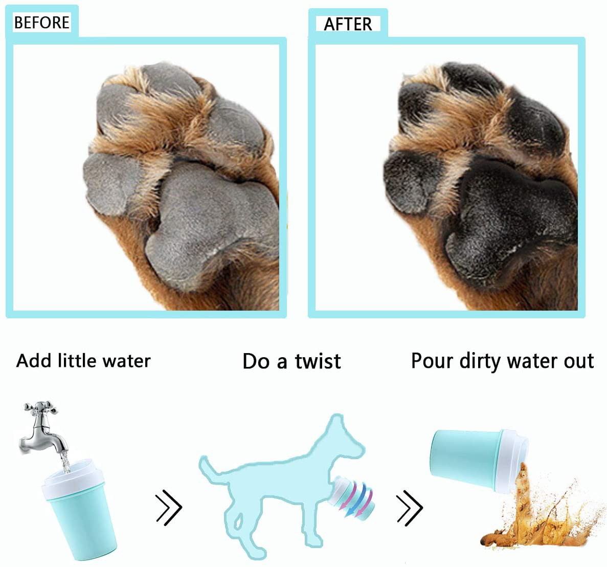 Easy to Use Portable Dog Paw Cleaner Cup Dog Foot Washer with Silicone Washers Nice Packing