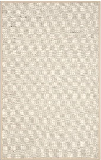 Safavieh Natural Fiber Collection NF143C Border Sisal Area Rug, 4' x 4' Square, Marble / Beige