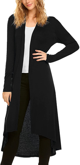 Women's Casual Long Open Front Drape Lightweight Duster High Low Hem Maxi Long Sleeve Cardigan(S-3XL)