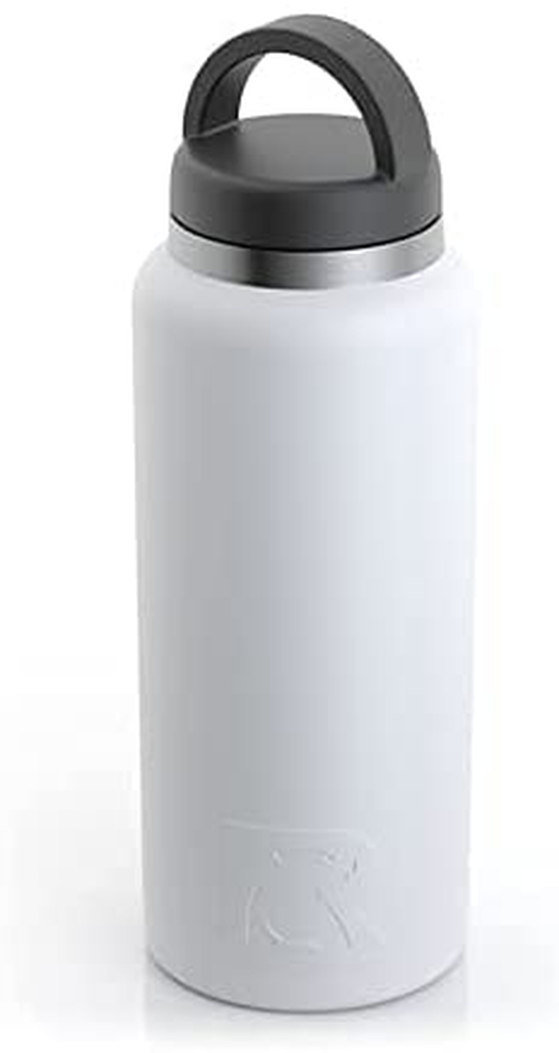 RTIC Bottle, 36 oz, White, Double Vacuum Insulated Water Bottle, Stainless Steel for Hot & Cold Drinks, Sweat Proof Thermos, Great for Travel, Hiking & Camping