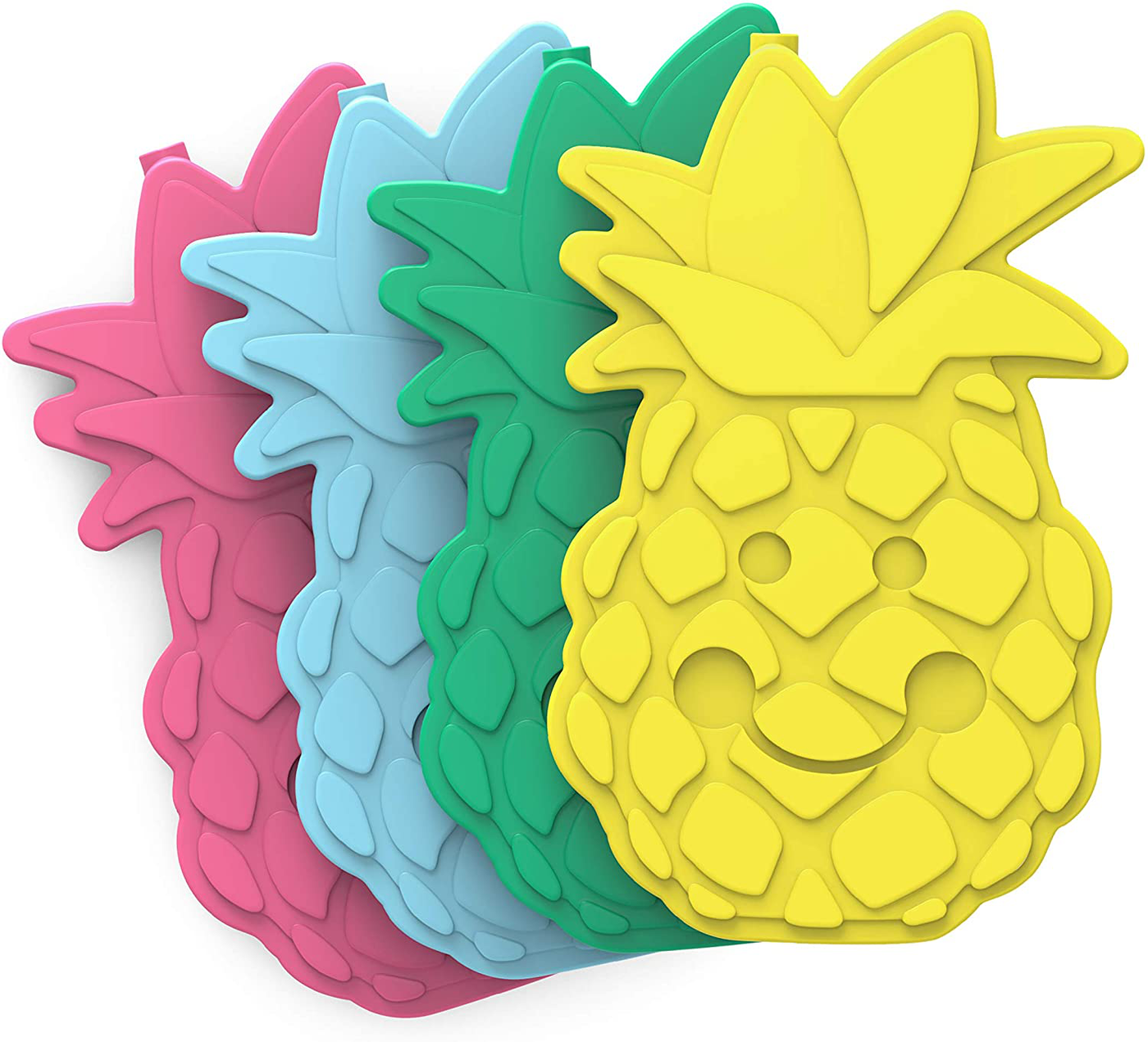 Bentgo Buddies Reusable Ice Packs - Slim Ice Packs for Lunch Boxes, Lunch Bags and Coolers - Multicolored 4 Pack (Pineapple)