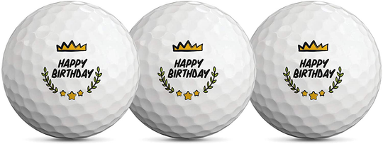 Happy Birthday Novelty Golf Ball 3 Pack - Golf Gifts for Men & Women - Party Decorations - Boss & Coworkers - Mom & Dad - Universal for All Birthdays - 40th - 50th - 60th - 70th - Includes HQ Sleeve