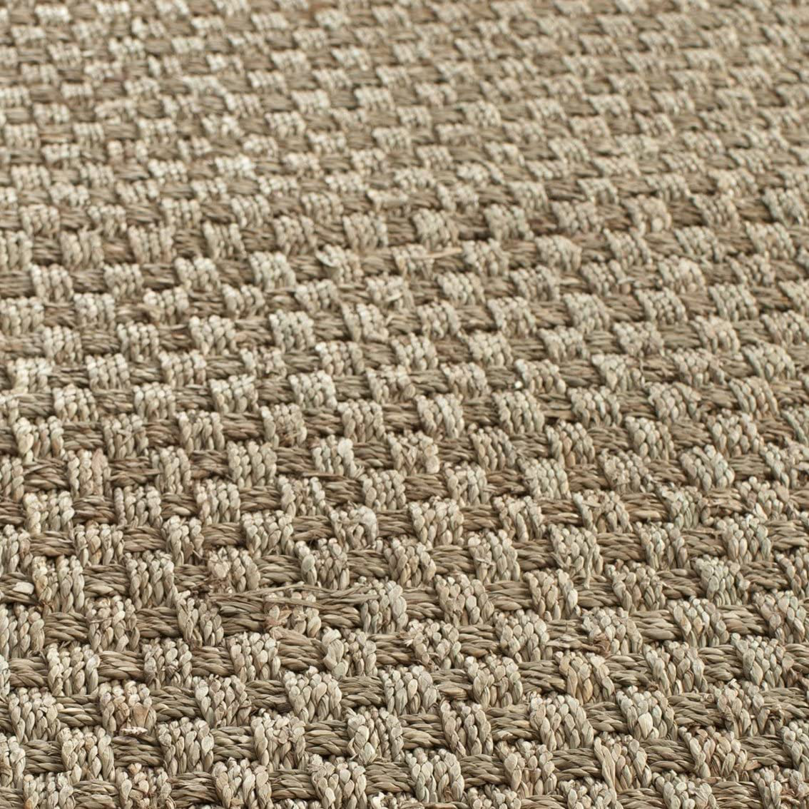 Safavieh Natural Fiber Collection NF114A Border Basketweave Seagrass Area Rug, 3' x 3' Round, Beige