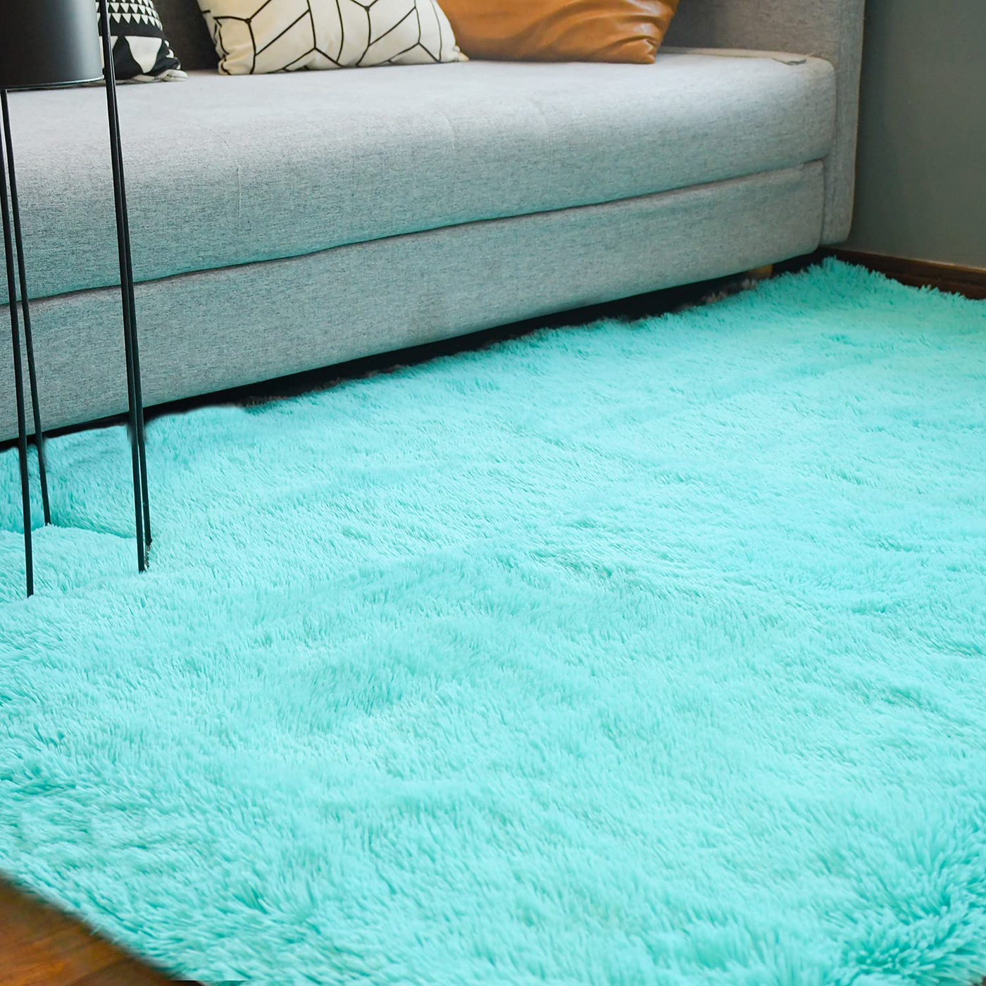 5X8 Teal Area Rugs for Living Room Super Soft Floor Fluffy Carpet Natural Comfy Thick Fur Mat Princess Girls Room Rug