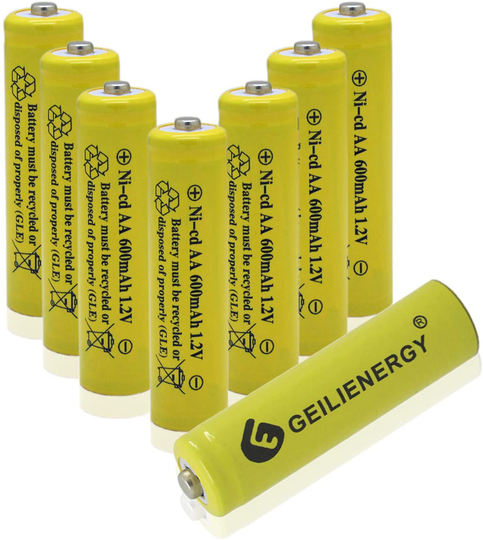 GEILIENERGY Solar Light AA Ni-CD 600mAh Rechargable Batteries,AA Rechargeable Batteries for Solar Lights Solar Lamp(8 PCS)