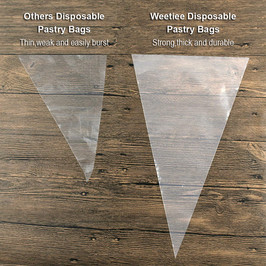 Weetiee Pastry Piping Bags -100 Pack-12-Inch Disposable Cake Decorating Bags Anti-Burst Cupcake Icing Bags for all Size Tips Couplers and Baking Cookies Candy Supplies Kits - Bonus 2 Couplers