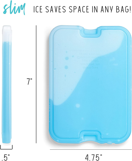 Fit & Fresh XL Cool Coolers Freezer Slim Ice Pack for Lunch Box, Set of 4, Large, Blue