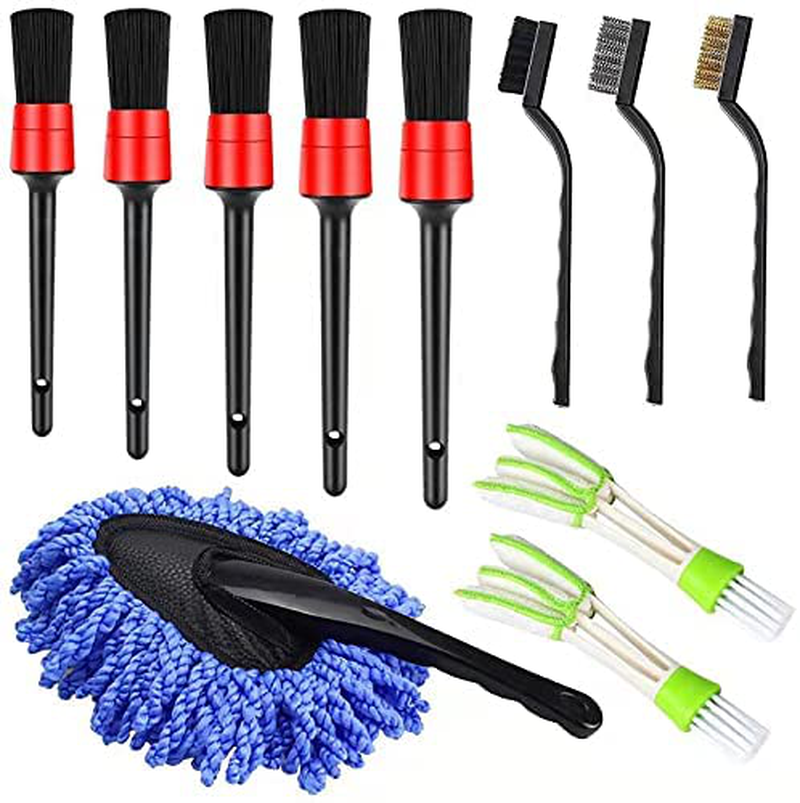 TTCR-II 16 Pcs Car Wheel/Tyre Cleaner and Drill Brush Set, Detailing Brush, Dashboard Mini Duster, Microfiber Mit and Towel, Sponge Polishing Pad, Thread Backing Pad, Drill Power Scrubber Brushes