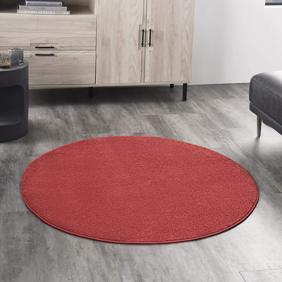 Nourison Essentials Solid Contemporary Brick Red 4' Round Area Rug , 4' X Round