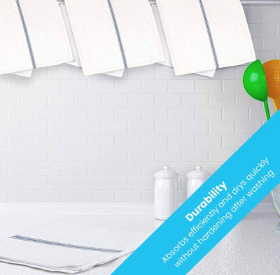 Zeppoli Classic Kitchen Towels 30-Pack - 100% Natural Cotton Dish Towels - Reusable Cleaning Cloths - Super Absorbent Kitchen Linen Sets - Machine Washable Hand Towels - 14” x 25”