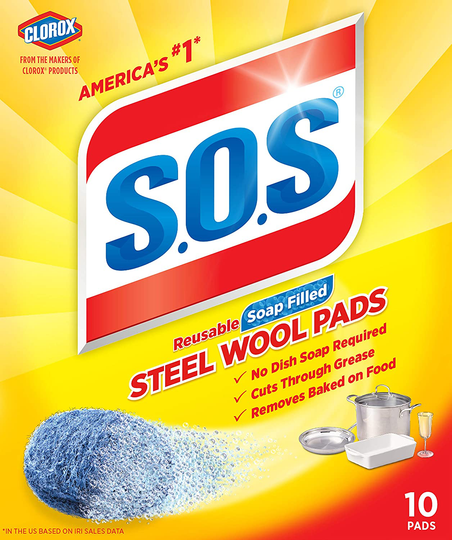 S.O.S-10002 , Steel Wool Soap Pads, 10 Ct