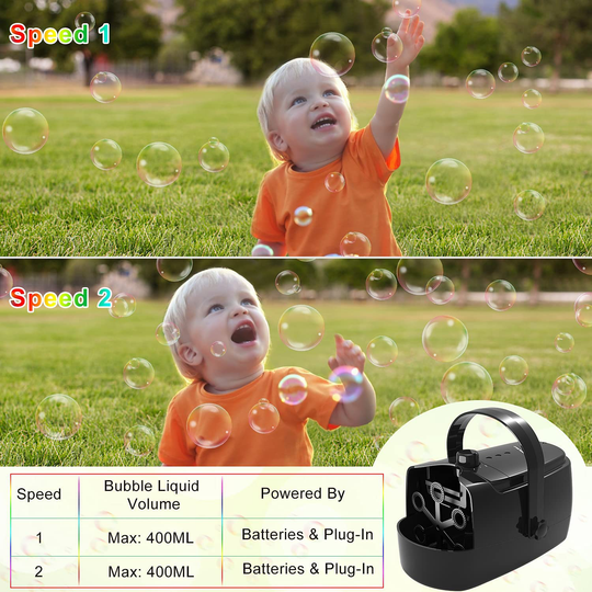 Bubble Machine Durable Automatic Bubble Blower, 4800+ Bubbles Per Minute Bubbles for Kids Toddlers Bubble Maker Operated by Plugin or Batteries Bubble Toys for Indoor Outdoor Birthday Party