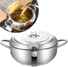 Stainless Steel Deep Fryer, 9.5 Inch Temperature Control Fryer with Lid and Oil Drip Rack, Tempura Frying Pot for Kitchen Cooking (3.2L/304)