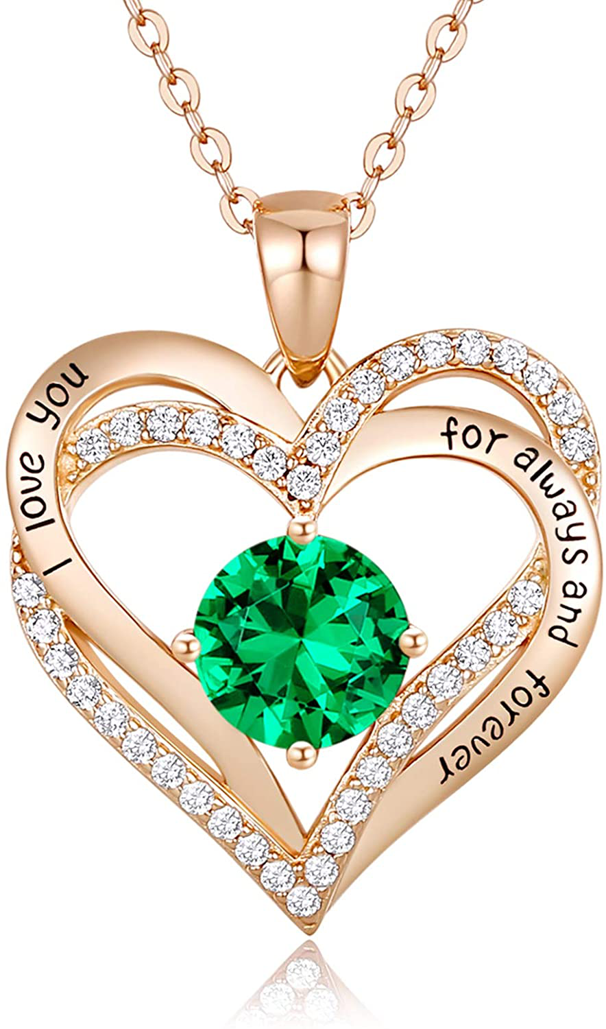 CDE Forever Love Heart Pendant Necklaces for Women 925 Sterling Silver with Birthstone Zirconia, Birthday Christmas Jewelry Gift for Women Girls