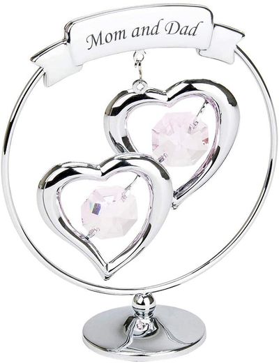 Haysom Interiors Modern 60th Anniversary Silver Plated Metal Keepsake Gift Ornament with Clear Swarovski Crystal Glass