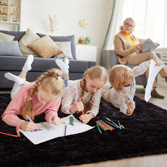 RUGICI Ultra Soft Shaggy Rugs Fuzzy Rugs for Bedroom Nursery Dorm, Cute Plush Area Rug for Teen Kid Room, Upgraded Non-Slip Fluffy Carpet, Modern Rectangular Home Decor Floor Mat, Grey 3x5 Feet