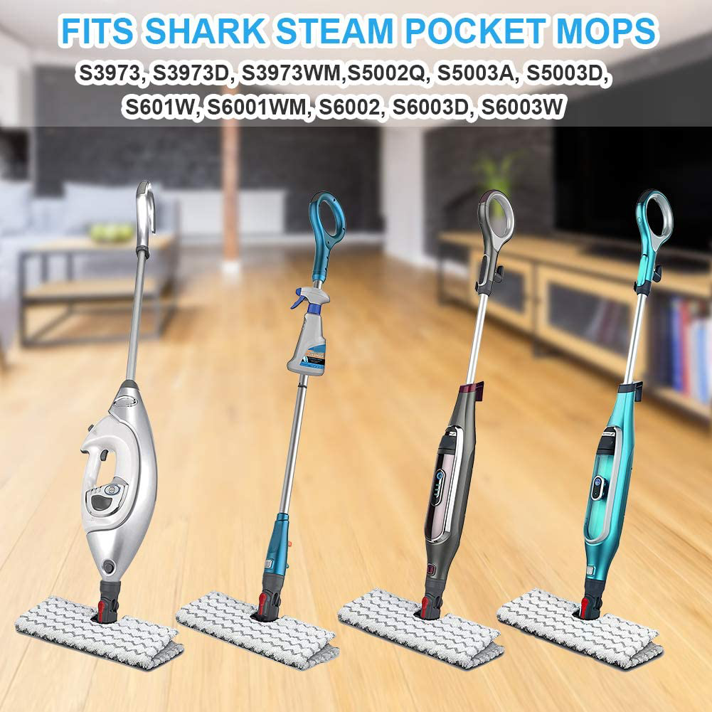 Fushing 3Pcs Washable Microfiber Steam Mop Pads Cleaning Pads Replacement Pads for Shark Lift-Away Genius Steam Pocket Mop S3973 S3973D S3973WM S5002Q S5003A S5003D S601W S6001WM S6002 S600(Rectangle)
