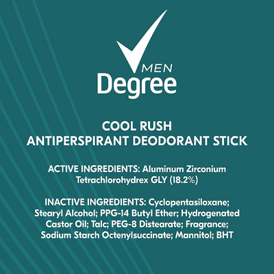 6 Pack Degree Men's Original Antiperspirant Deodorant 48-Hour Odor Protection Cool Rush 2.7oz