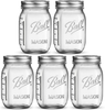 Ball Regular Mouth Mason Jars 16 oz [5 Pack] With mason jar lids and Bands, Ball mason jars 16 oz - For Canning, Fermenting, Pickling, Jar Decor - Microwave/Freeze/Dishwasher Safe + SEWANTA Jar Opener