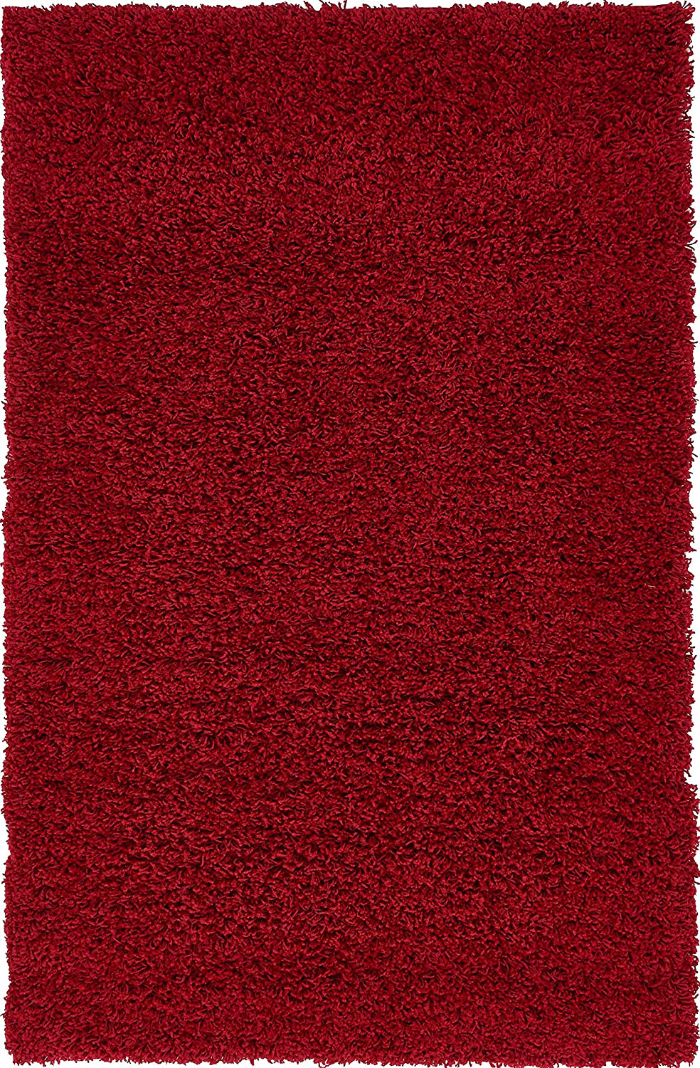 Unique Loom Solo Solid Shag Collection Area Modern Plush Rug Lush & Soft, 3' 3 x 5' 3, Cherry Red