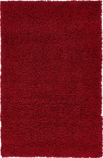 Unique Loom Solo Solid Shag Collection Area Modern Plush Rug Lush & Soft, 3' 3 x 5' 3, Cherry Red