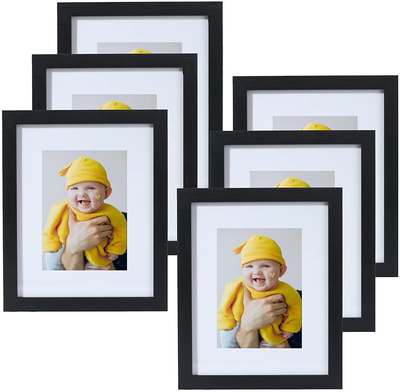 Yamiyo 8x10 Picture Frame Black with HD Glass Cover,Display Pictures 5x7 with Mat or 8x10 Without Mat,Multi Photo Frames Collage in Bulk for Wall or Tabletop Display