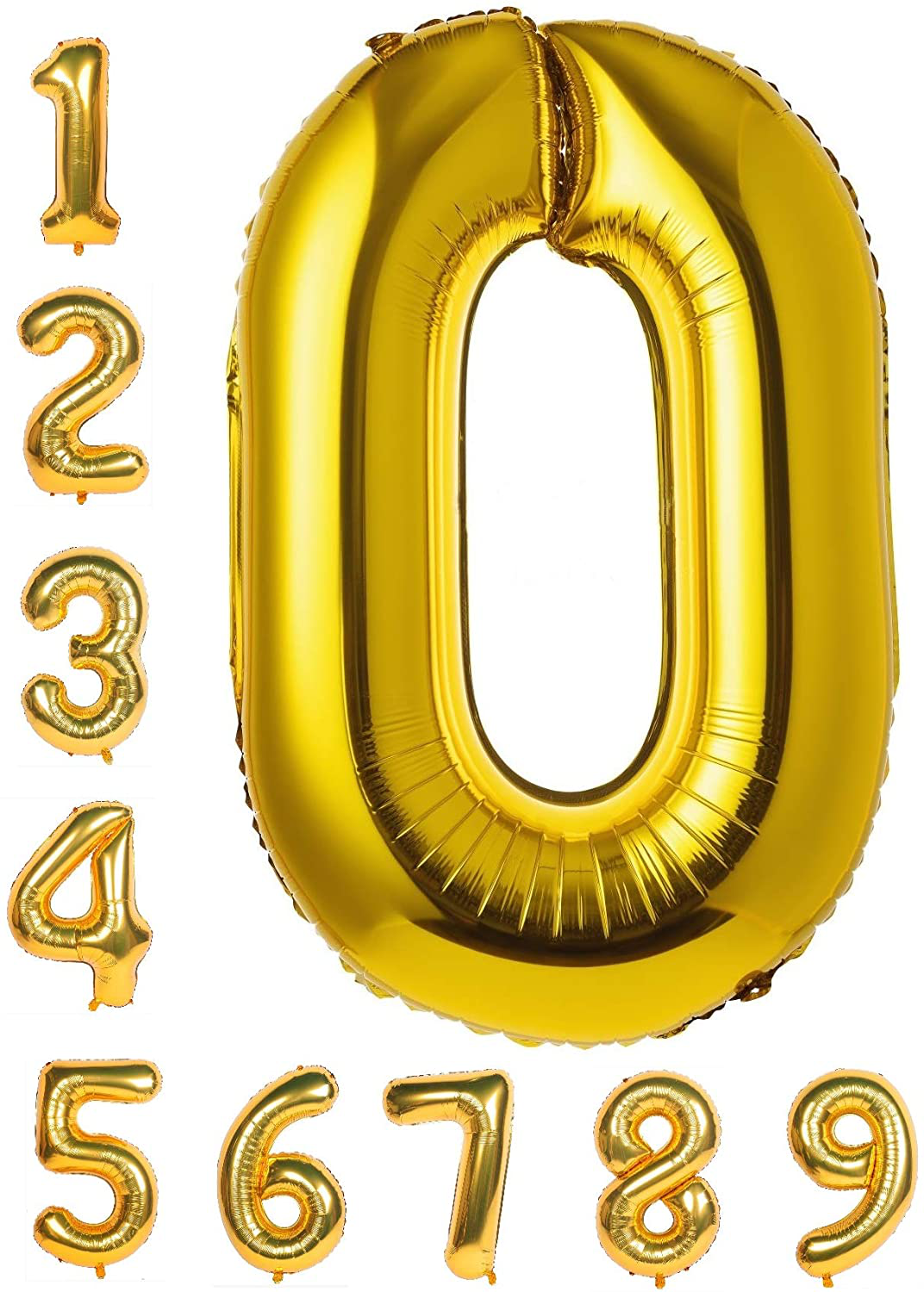 40 Inch Gold Large Number Balloons - Foil Mylar  Decorations