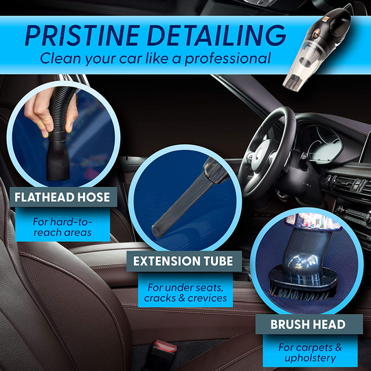 THISWORX Car Vacuum Cleaner - Portable, High Power, Handheld Vacuums w/ 3 Attachments, 16 Ft Cord & Bag - 12v, Auto Accessories Kit for Interior Detailing - Black