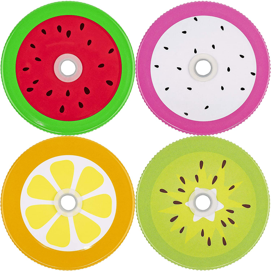 Southern Homewares Fruit Pattern Mason Sipper Jar Lids W/ Hole For Straws Perfect Gift or Party Favor Set 4