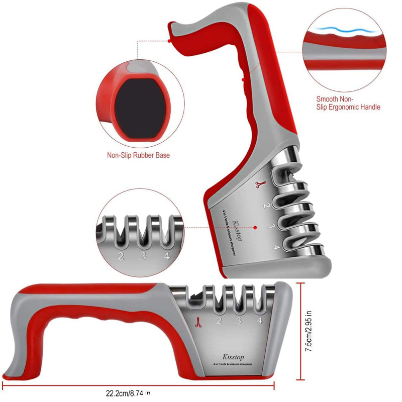 4 In 1 Ceramic Knife Sharpener With Tungsten Steel Rod