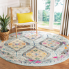 Safavieh Madison Collection MAD418K Boho Diamond Distressed Non-Shedding Stain Resistant Living Room Bedroom Area Rug, 3' x 3' Round, Blue / Yellow