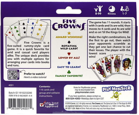 SET Enterprises Five Crowns Card Game