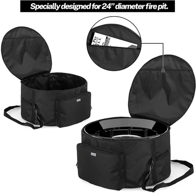 SAMDEW 24-Inch Outdoor Fire Pit Bag Compatible with Outland Firebowl Model 883 885, Firebowl Travel Carrying Case for 24-Inch Diameter Propane Gas Fire Pit, Black, Bag Only