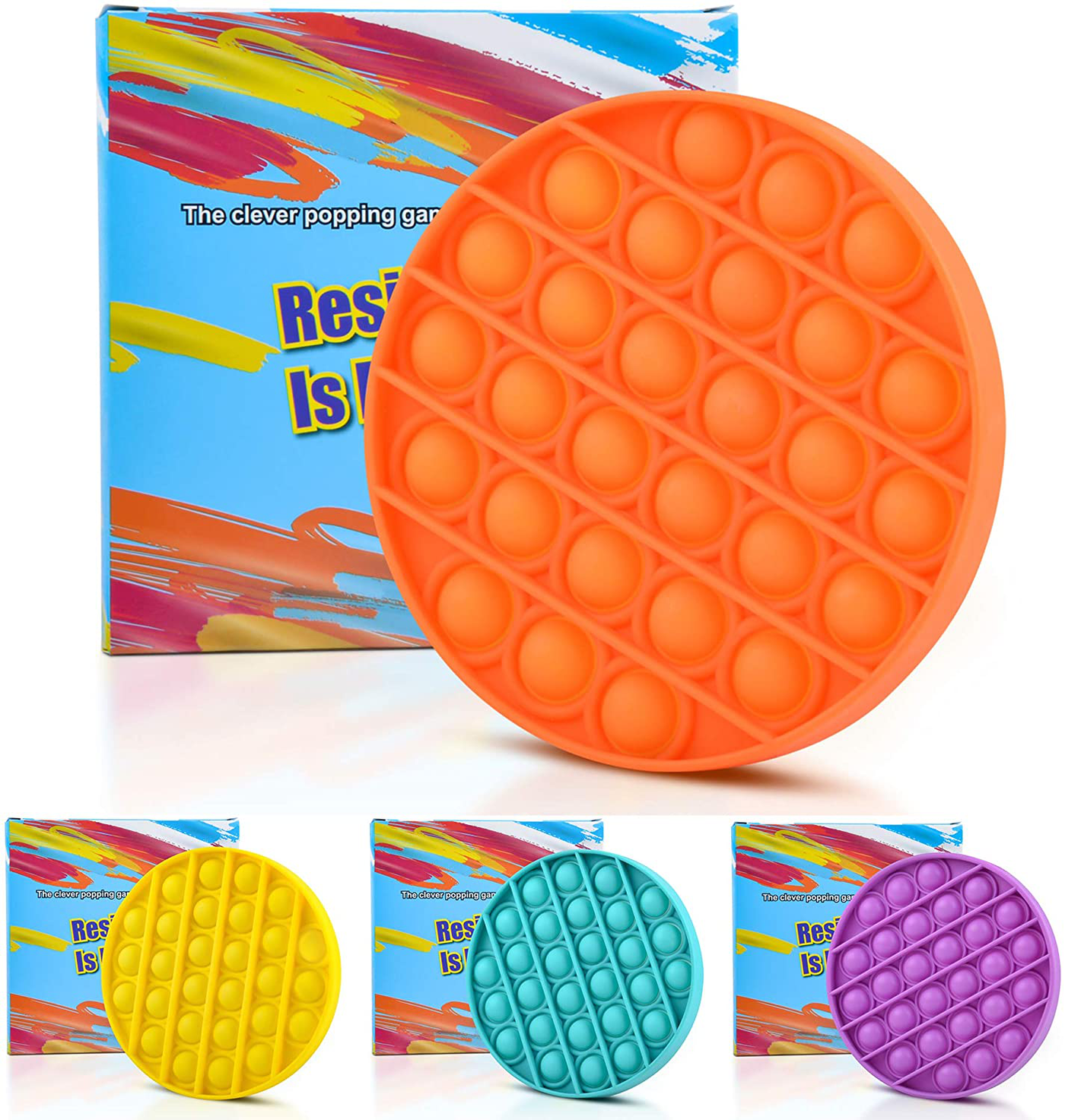Silicone Push Pop It Fidget Toy - Sensory, Anxiety Relief Toys