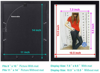 Picture Frames Made of Solid Wood and High Definition Glass Display Photos 4x6 with Mat or 5x7 Without Mat for Wall Mounting Dark Brown