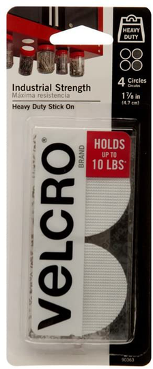 VELCRO Brand 90363 Industrial Fasteners Stick-On Adhesive | Professional Grade Heavy Duty Strength | Indoor Outdoor Use, 1 7/8in, Circles 4 Sets