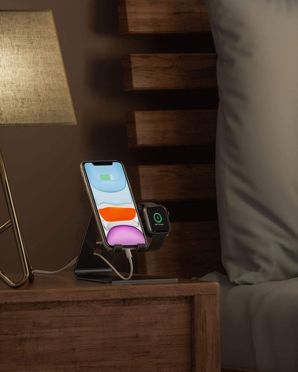 2 in 1 Universal Desktop Stand Holder Compatible with iPhone and Apple Watch Series 7/6/5/4/3/2/1 and Apple Watch SE