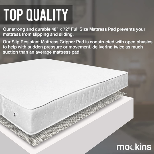 Mockins Full Size 48" x 72" Slip Resistant Mattress Pad | Prevents Mattress & Topper from Slipping & Sliding | Strong & Durable Gripper Pad | Multi-Purpose & Customizable…