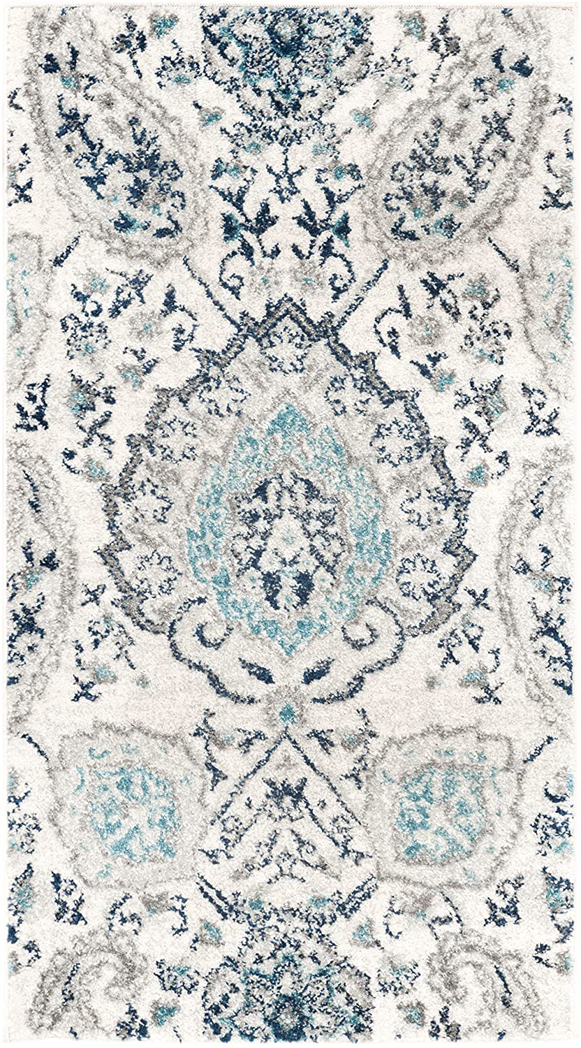 Safavieh Madison Collection MAD600C Boho Chic Glam Paisley Non-Shedding Stain Resistant Living Room Bedroom Accent Rug, 2'3" x 4', Cream / Light Grey